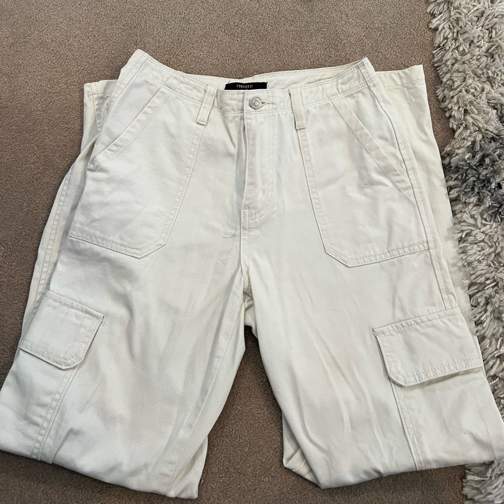 Forever 21 Cream Color Cargo Pants